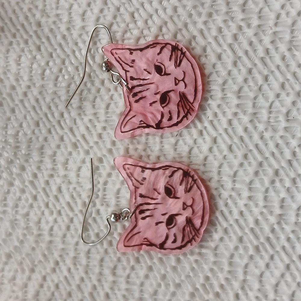 Cat Face Earrings - Pink